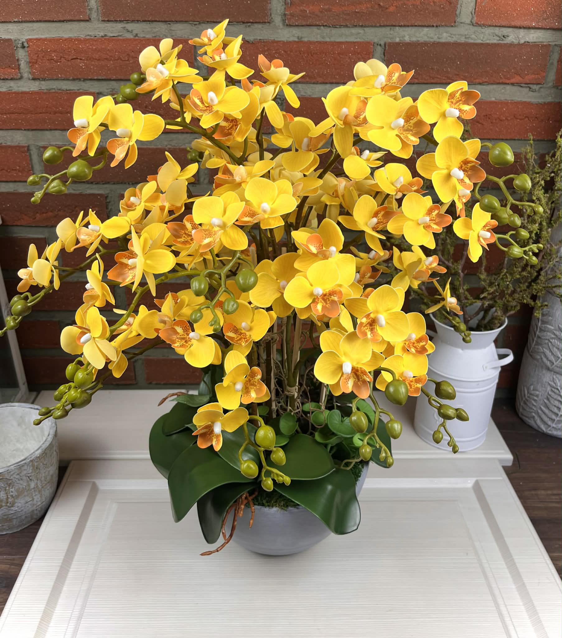 Luxusní žlutá orchidej Phalaenopsis – 50 cm, Real Touch
